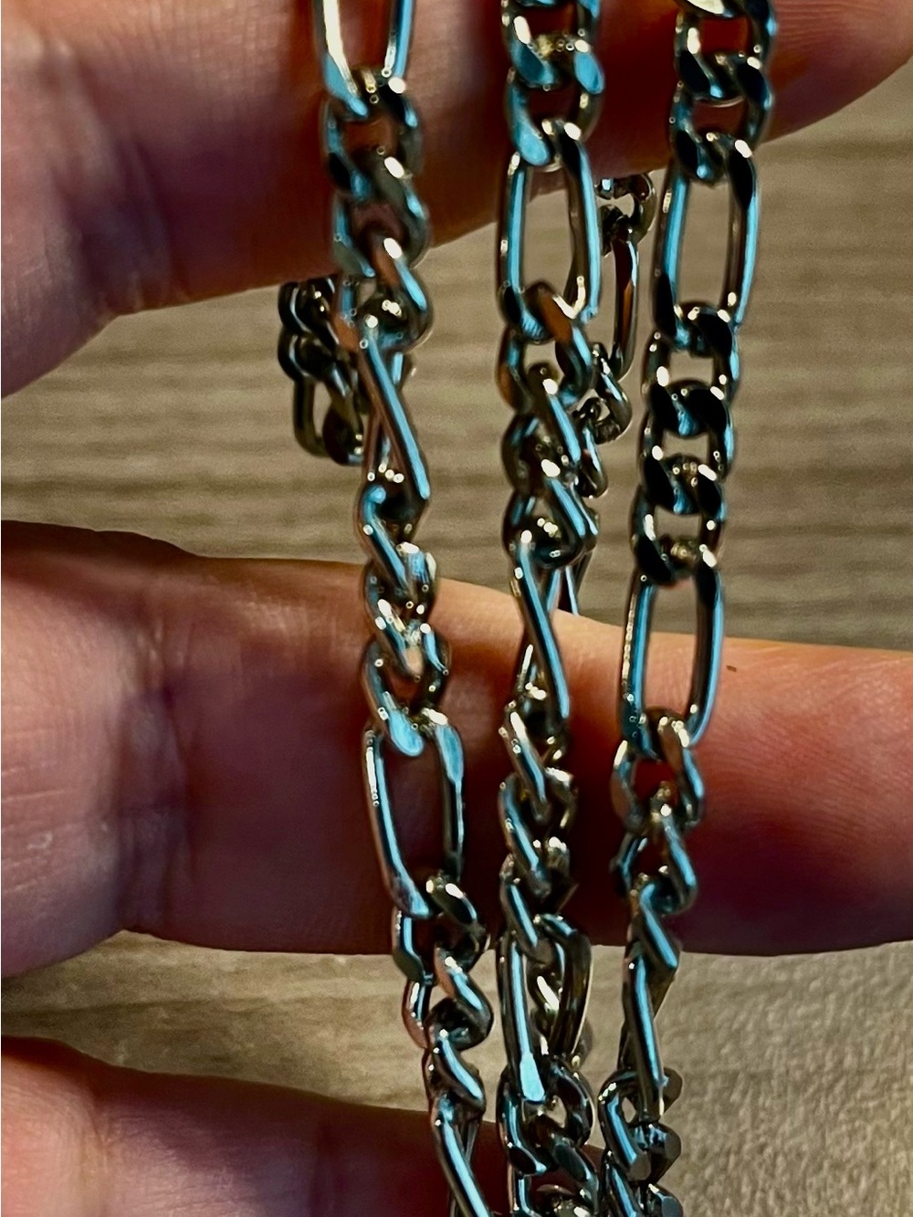 Shiny Silver Chain Necklace - Figaro Style
